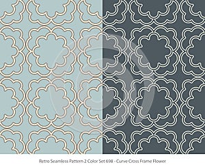 Retro Seamless Background 2 Color Set Curve Cross Frame Flower