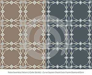 Retro Seamless Background 2 Color Set Curve Square Check Cross F