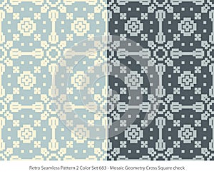 Retro Seamless Background 2 Color Set Mosaic Geometry Cross Square check