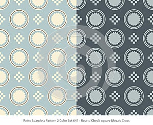 Retro Seamless Background 2 Color Set Round Check square Mosaic