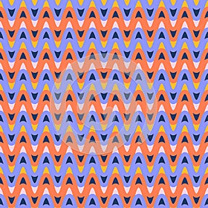 Retro seamless pattern. Flat vector zigzag colorful nostalgic background design.