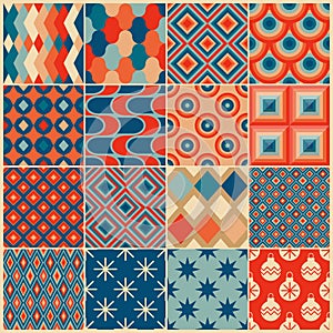 Retro seamless patterns in the style of the 50s and 60s.Mid century patterns
