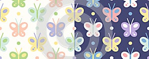 Retro seamless set patterns with butterfly