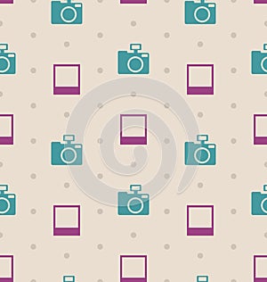 Retro Seamless Texture with Snapshots and Cameras, Vintage