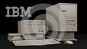 This retro setup reflects early desktop computing technology