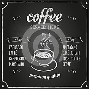 Retro sign with coffee menu