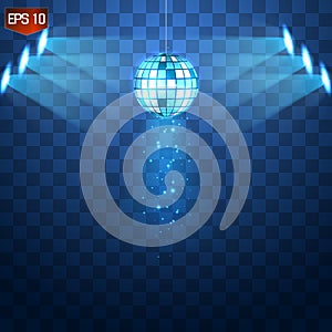 Retro silver disco ball vector, shining club symbol of having fun, dancing, dj mixing, nostalgic party, entertainment.