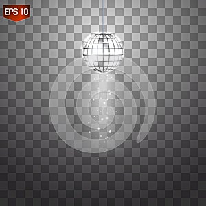 Retro silver disco ball vector, shining club symbol of having fun, dancing, dj mixing, nostalgic party, entertainment.