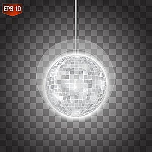 Retro silver disco ball vector, shining club symbol of having fun, dancing, dj mixing, nostalgic party, entertainment.