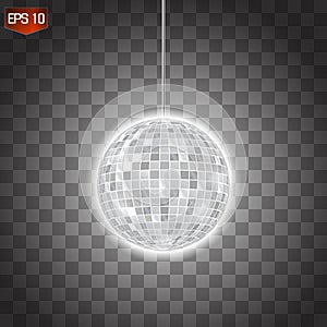 Retro silver disco ball vector, shining club symbol of having fun, dancing, dj mixing, nostalgic party, entertainment.