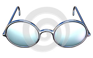 Retro silver glasses front view 3D