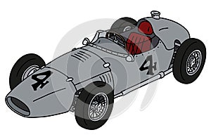 The retro silver racecar