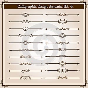 Retro simple scroll page dividers. Vector vintage separating elements photo