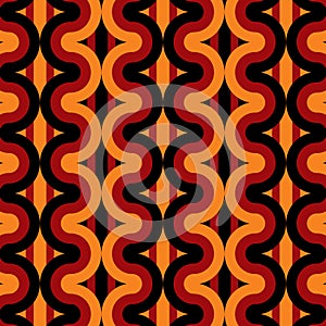 Retro Sixties Seventies Black Red Orange Pattern