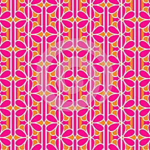 Retro Sixties Seventies Hippie Style Pink And Orange Flower Pattern