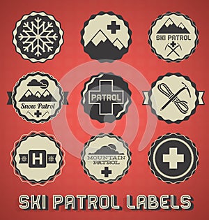 Retro Ski Patrol Labels and Icons