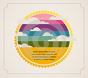 Retro sky with clouds and sun.Vector infographics