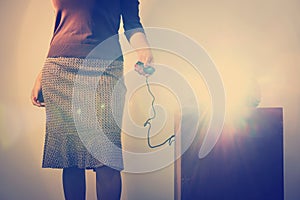 Retro Slide Projector Woman