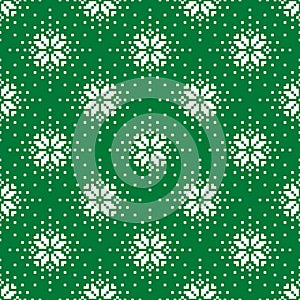 Retro snowy Christmas Nordic stars green knit
