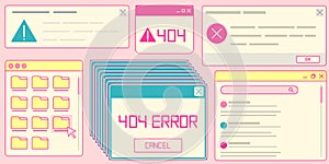 Retro software windows set isolated on background