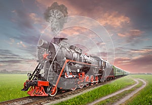 Retro Soviet steam locomotive