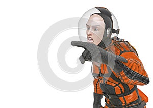 Retro space astronaut is argumenting