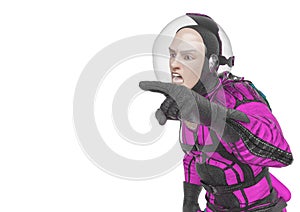 Retro space astronaut is argumenting