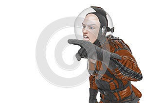 Retro space astronaut is argumenting