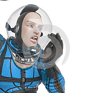 Retro space astronaut jeering