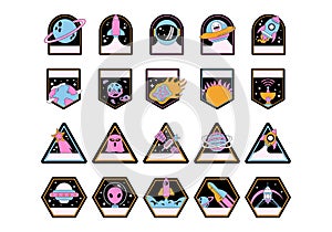 Retro Space Badge Element Set