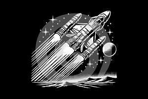 Retro Space Shuttle Launch Illustration