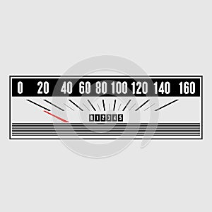 Retro Speedometer gauge isolated on white. Vector