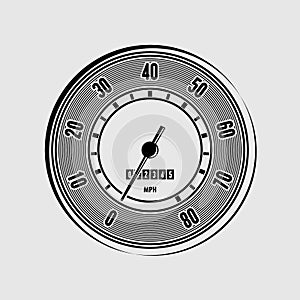 Retro Speedometer gauge isolated on white. Vector