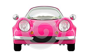 Retro sport car cartoon 3d pink front