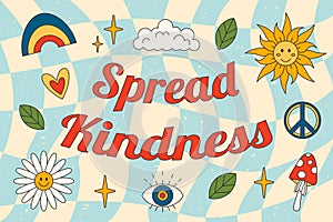 1970-1979 retro Spread Kindness slogan in Hippie Style photo