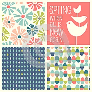 Retro Spring designs and seamless patterns