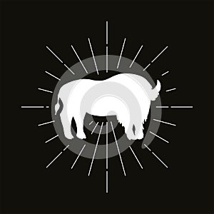 Retro standing bison silhouette logo