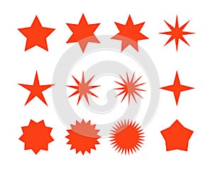 Retro stars sunburst vector badge sticker. Sale red round burst star circle label flash symbol