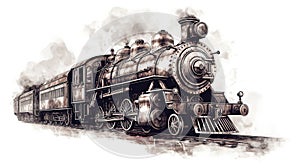 Retro steam locomotive.Train illustration.generative ai