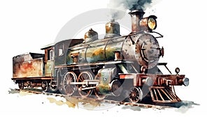 Retro steam locomotive.Train illustration.generative ai