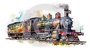 Retro steam locomotive.Train illustration.generative ai