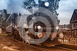 Retro steam train arrives