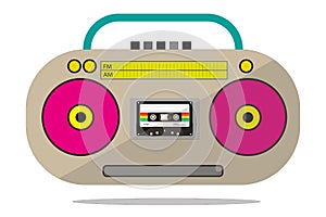 Retro stereo cassette Boom Box music player vector