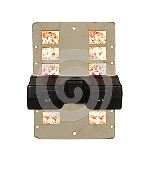 Retro stereoscope isolated with reels on white background image. Stereogram, stereoscopic