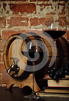 Retro still life with red wine