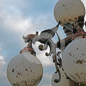 Retro street lantern with Gargoyle Dragons