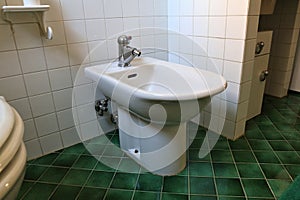 Retro style bidet in Italian bathroom