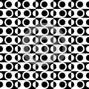 Retro Style Black and White Abstract Circles Sixties Pattern