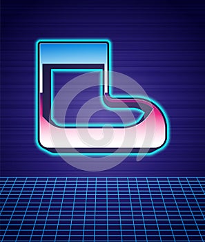 Retro style Boots icon isolated futuristic landscape background. Diving underwater equipment. 80s fashion party. Vector