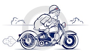 Retro style cartoon biker